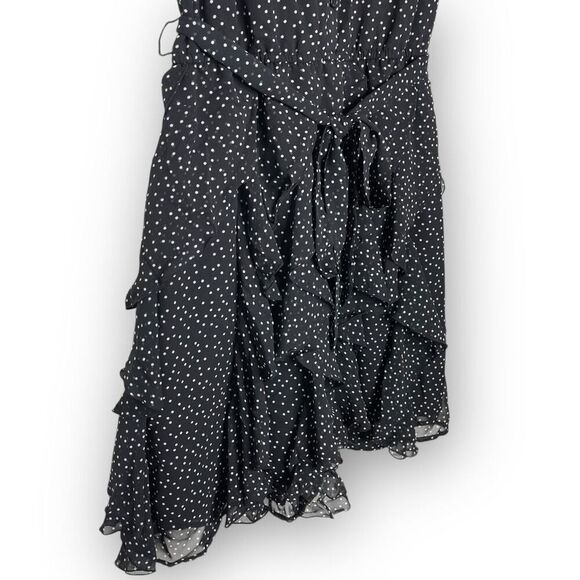 LC Lauren Conrad Dress Black White Polka Dot Ruffle Flutter Women’s Size 8 Small - Picture 7 of 12